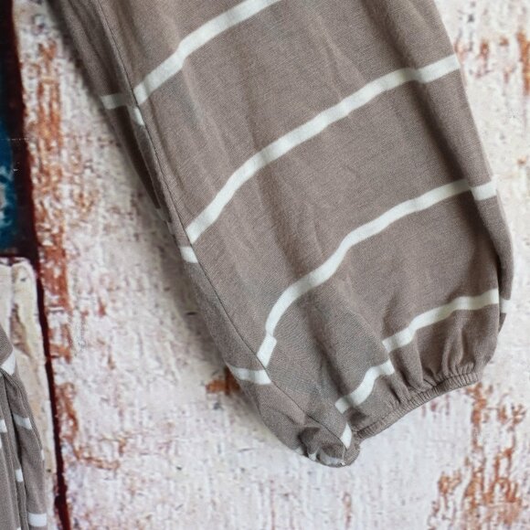 Women's Loila Dress Striped 3/4 Sleeve Crew Neck Belted SMALL Brown - Picture 10 of 13